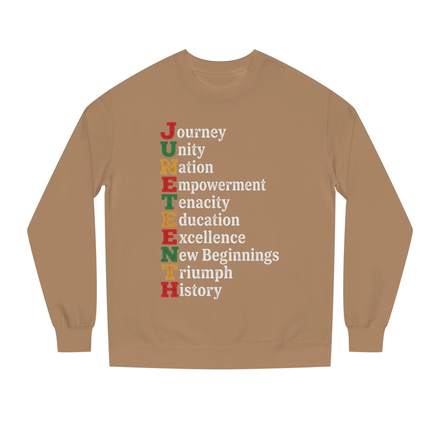 Juneteenth Crewneck Sweatshirt — "JUNETEENTH" Acrostic: Journey, Unity, Nation, Empowerment