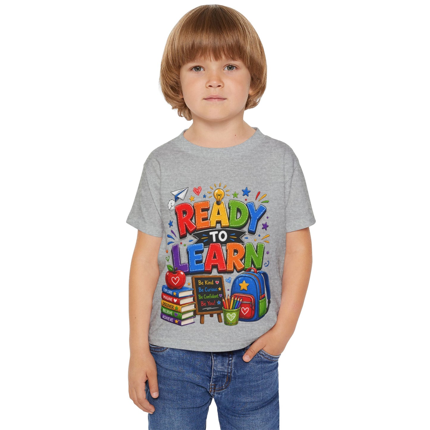 Toddler T-Shirt — "Ready to Learn" Colorful Back-to-School Design
