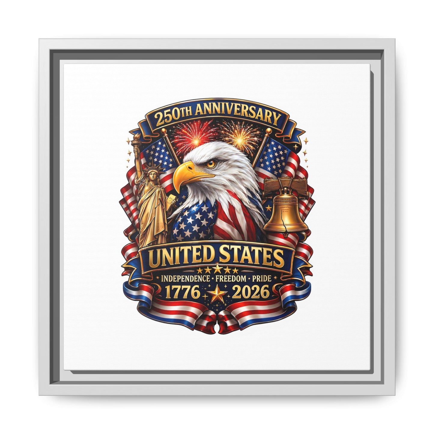 250th Anniversary United States Framed Canvas - Patriotic Eagle 1776–2026