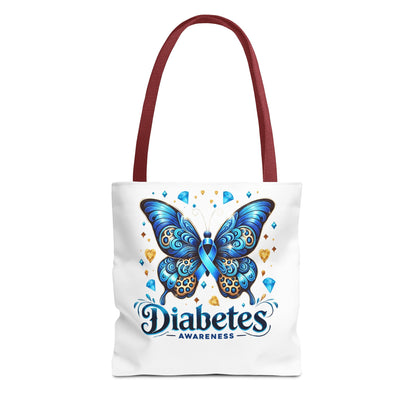 Diabetes Awareness Tote Bag — Blue Butterfly Ribbon Design