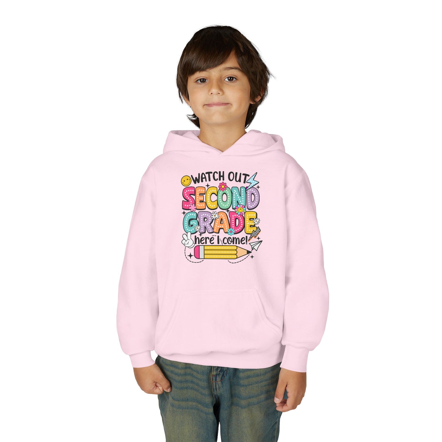 Second Grade Hoodie - "Watch Out Second Grade Here I Come" Back-to-School Kids Sweatshirt
