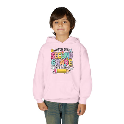 Second Grade Hoodie - "Watch Out Second Grade Here I Come" Back-to-School Kids Sweatshirt
