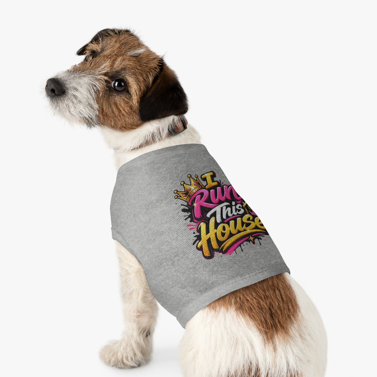 Pet Tank Top — "I Run This House" Graphic Dog & Cat Shirt