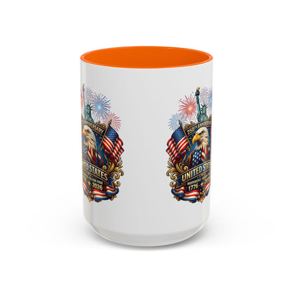 Patriotic Coffee Mug — United States 250th Anniversary Eagle & Fireworks (11/15oz)