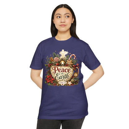 Peace on Earth Christmas T-shirt — Luke 2:14 Nativity Holiday Tee