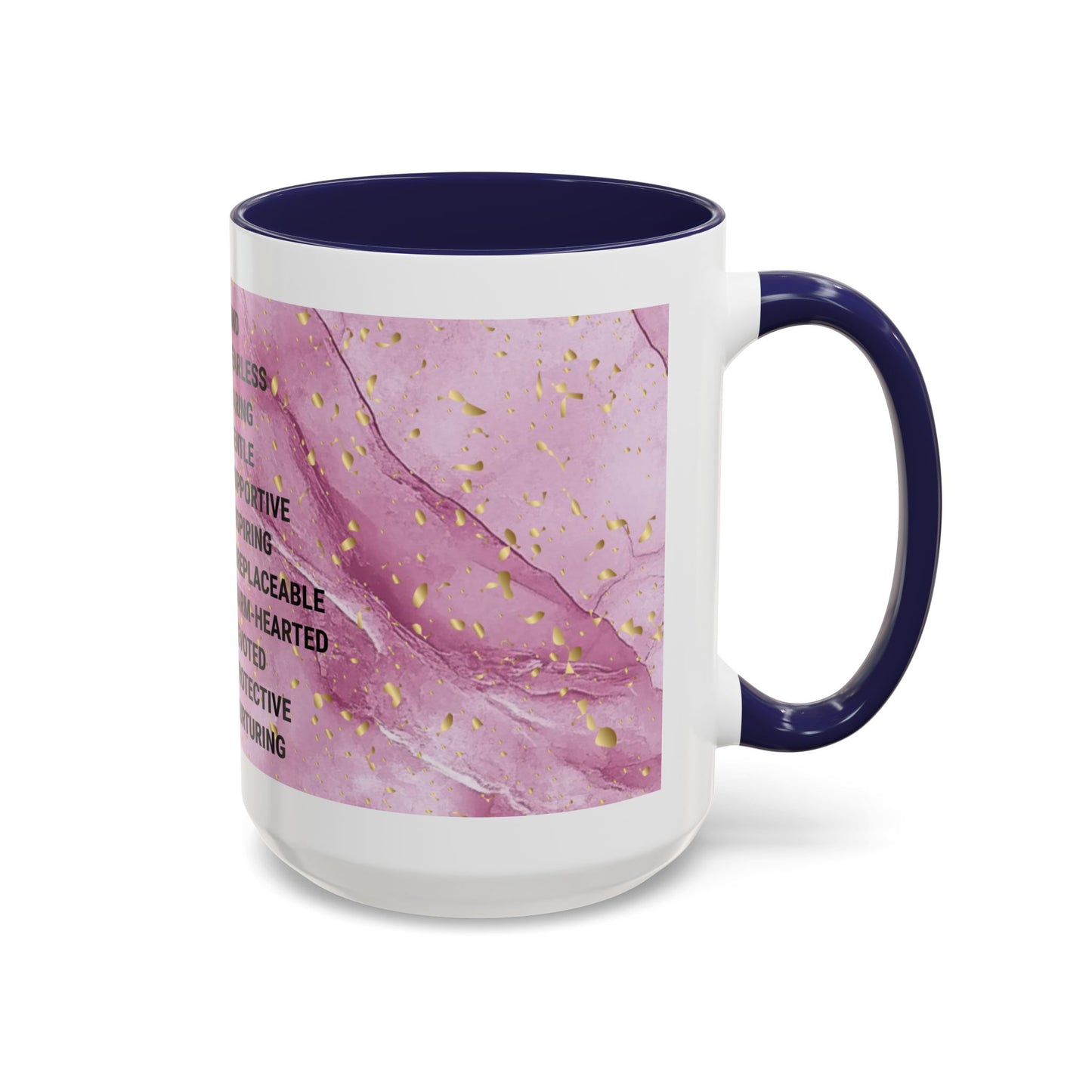 Mom Definition Accent Coffee Mug – Inspirational Pink Marble Mother’s Day Gift (11/15oz)