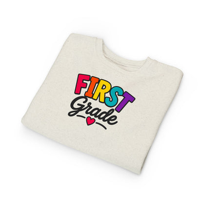 First Grade Toddler Sweatshirt — Colorful Back-to-School Kids Pullover