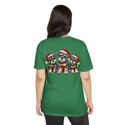 Christmas Schnauzer Puppies T-Shirt – Cute Santa Hat Dog Holiday Tee