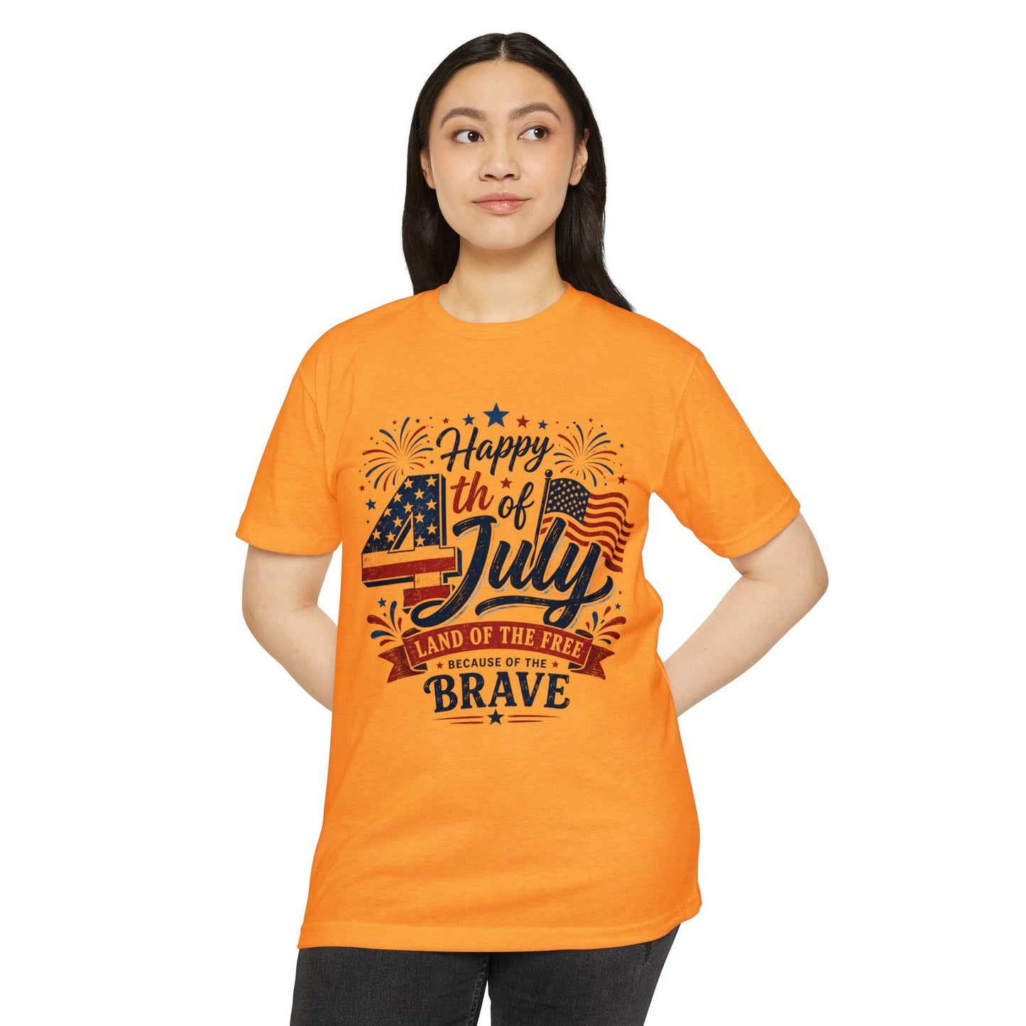 4th of July T-Shirt - "Happy 4th of July: Land of the Free Because of the Brave" Patriotic Tee