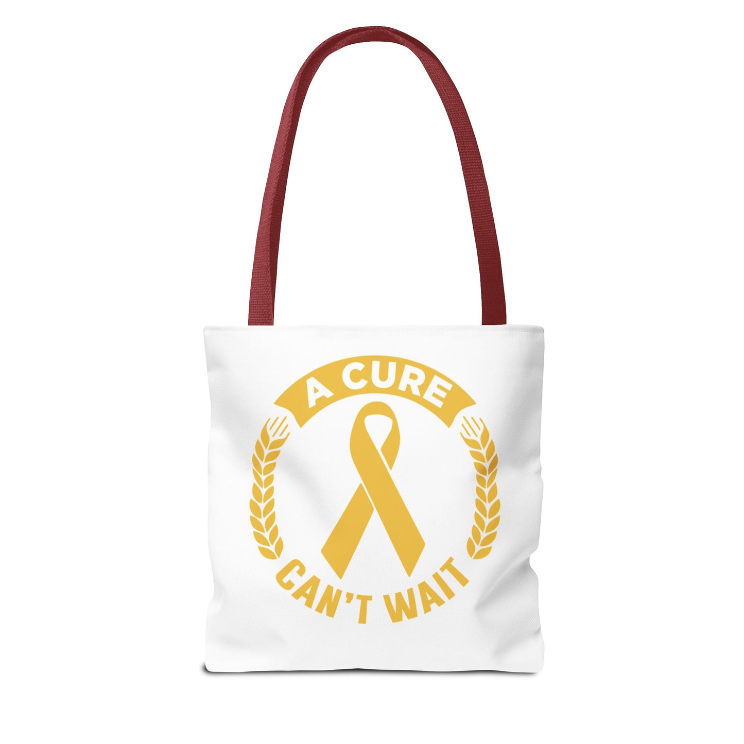 A Cure Can’t Wait Gold Ribbon Tote Bag — Cancer Awareness Support Tote