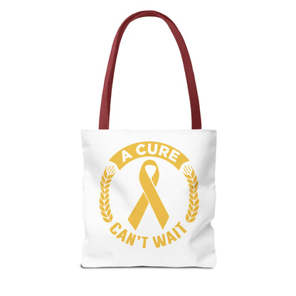 A Cure Can’t Wait Gold Ribbon Tote Bag — Cancer Awareness Support Tote