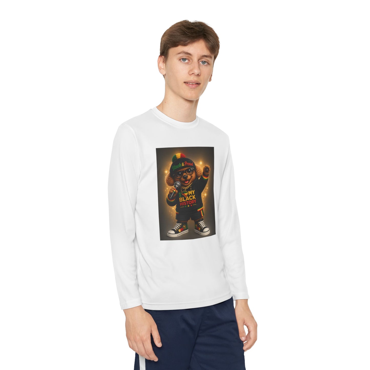 Kids Long Sleeve Tee — "My Black Is Beautiful" Retro Character Graphic