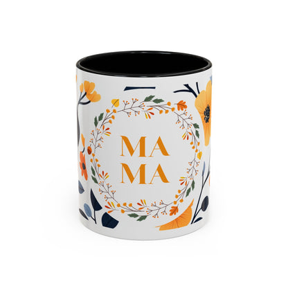 Mama Floral Accent Coffee Mug — Yellow Flower Mother's Day Gift (11/15oz)