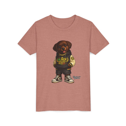 Youth Tee — 'Black History King' Puppy Graphic Shirt