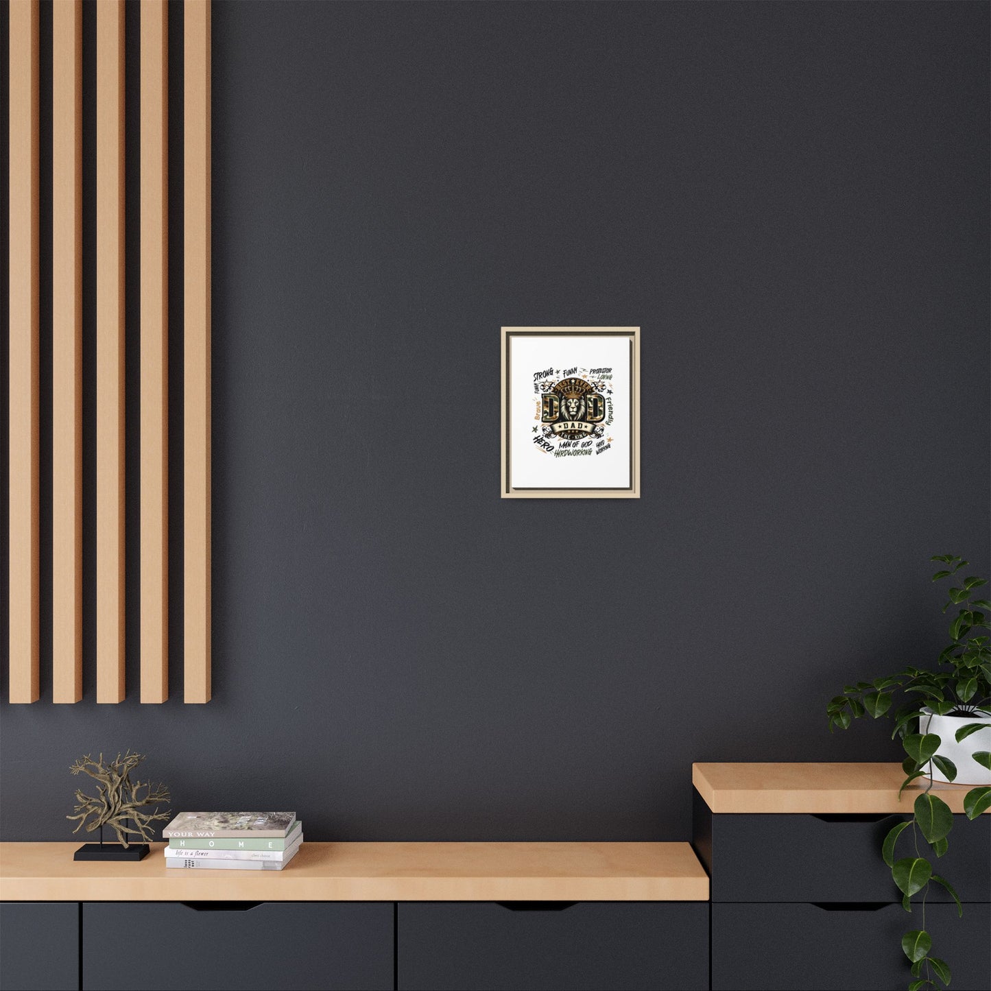 Framed Matte Canvas 'Best Ever DAD' Wall Art – Lion King Design, Father’s Day Gift