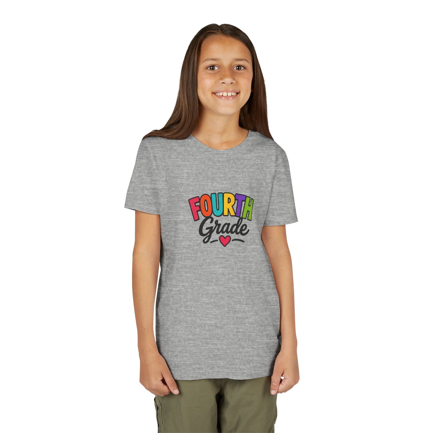 Fourth Grade Youth Tee — Colorful Back-to-School Shirt with Heart