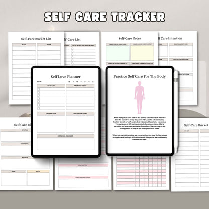 Self Care Tracker Printable | Daily Wellness, Mood & Habit Tracker Planner