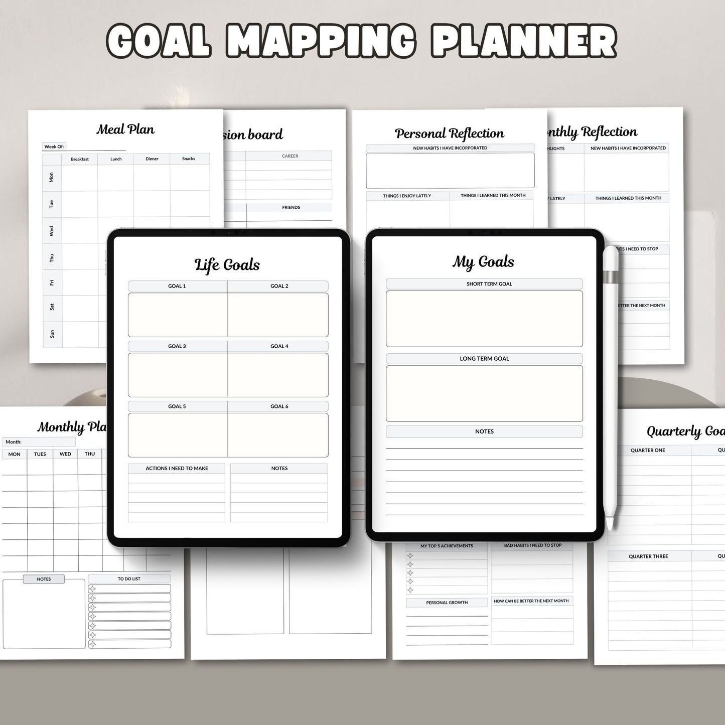 Goal Mapping Planner Printable | Vision to Action Goal Setting & Productivity System