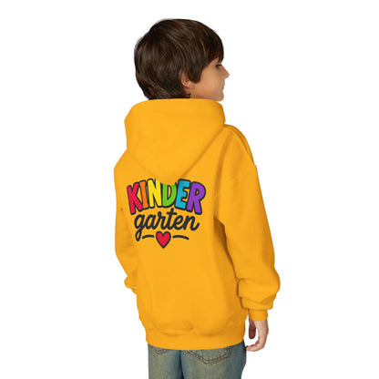 Kindergarten Kids Hoodie — Colorful Heart Graphic Back-to-School Sweatshirt