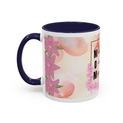 Mom Acronym Coffee Mug — "MOM: Magical • One-of-a-Kind • Motivator" Floral Accent