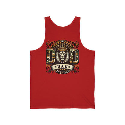 Dad Tank Top — "Best Ever Dad The King" Lion Graphic Fathers Day Gift