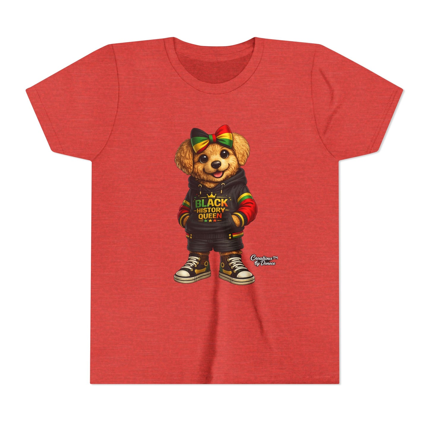 Youth Tee — Black History Queen Bear Graphic T-Shirt