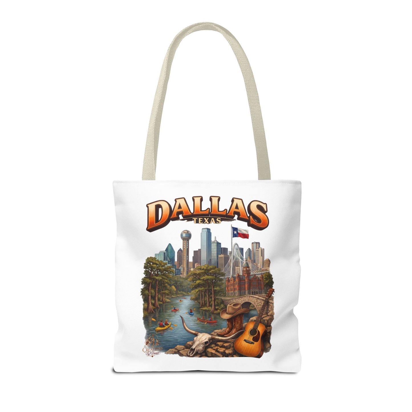 Dallas Texas Scenic Tote Bag – City Skyline & Guitar Souvenir Tote