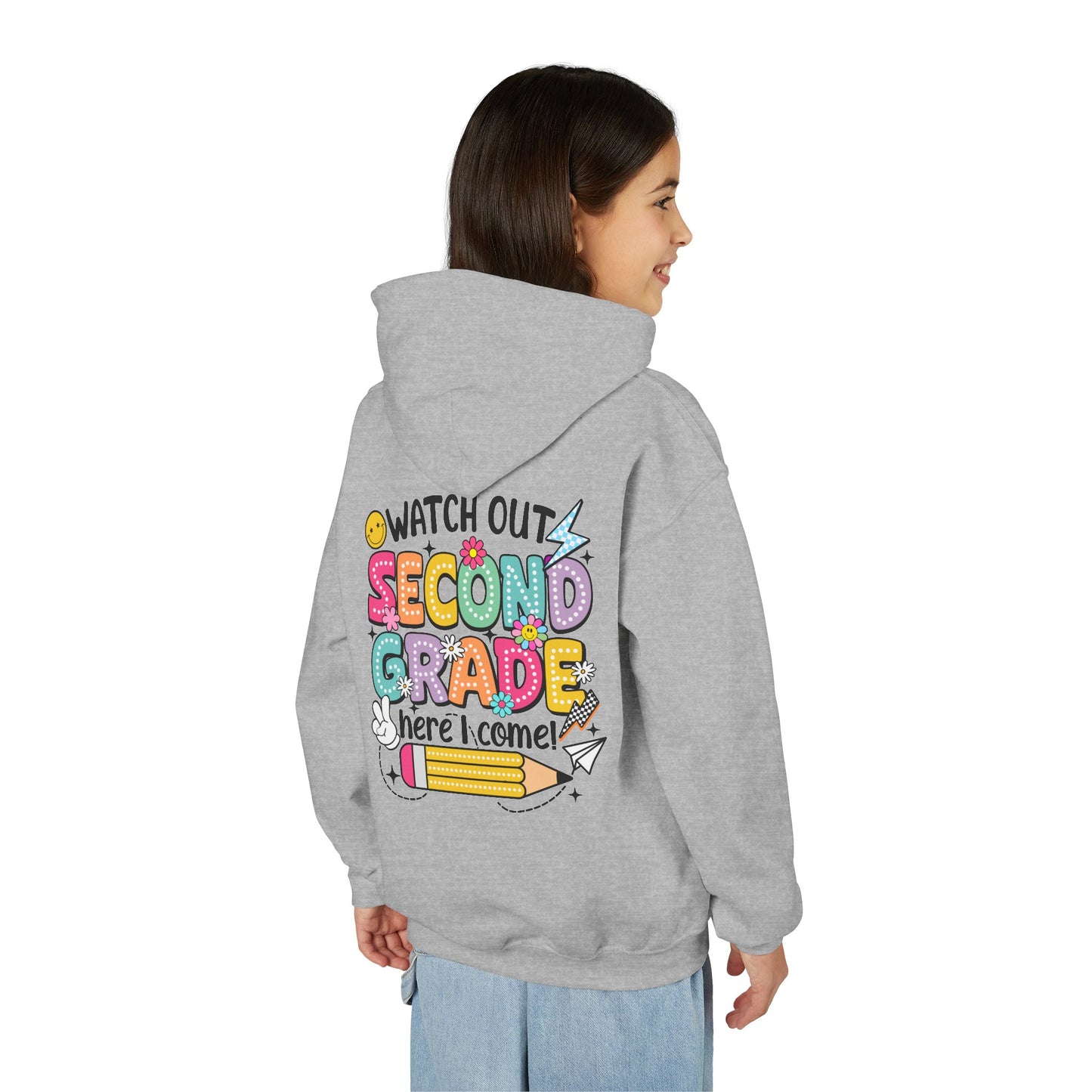 Second Grade Hoodie - "Watch Out Second Grade Here I Come" Back-to-School Kids Sweatshirt