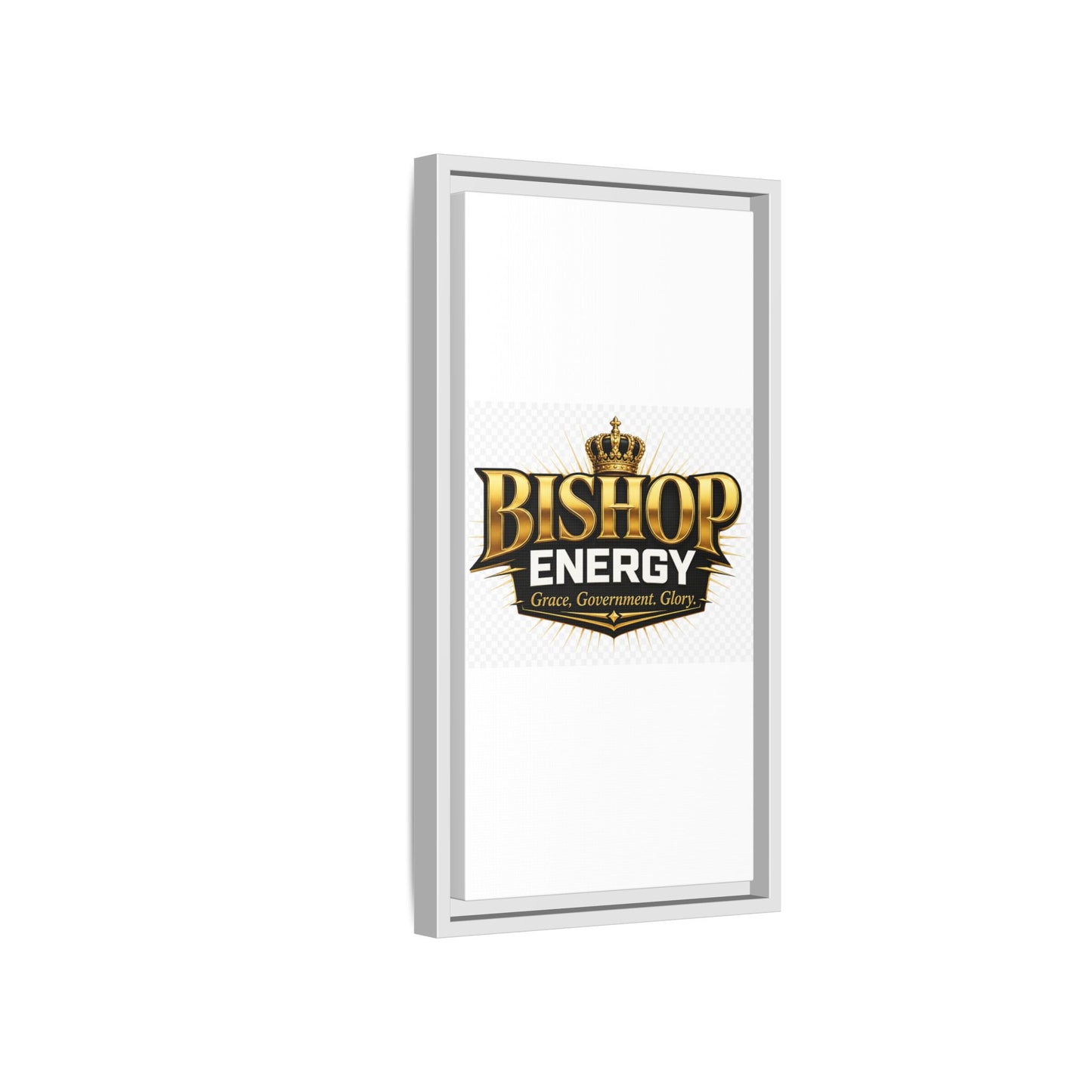 Framed Canvas Art - "Bishop Energy" Gold Crown Logo (Matte)