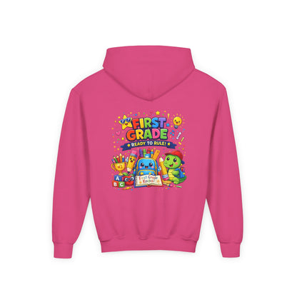 First Grade Hoodie - "First Grade Ready To Rule" Kids Back-to-School Sweatshirt