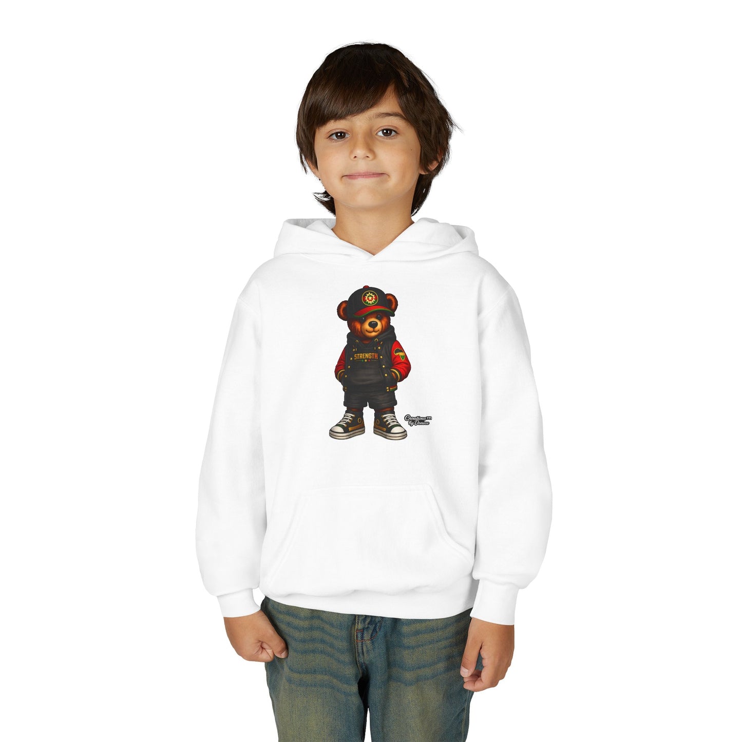 Youth Bear Hoodie – Streetwear Teddy Graphic Pullover for Kids