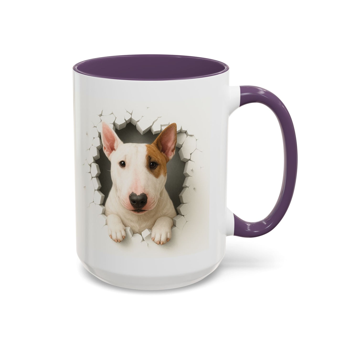 Bull Terrier Coffee Mug — Cute Dog Peeking Accent Mug (11/15oz)