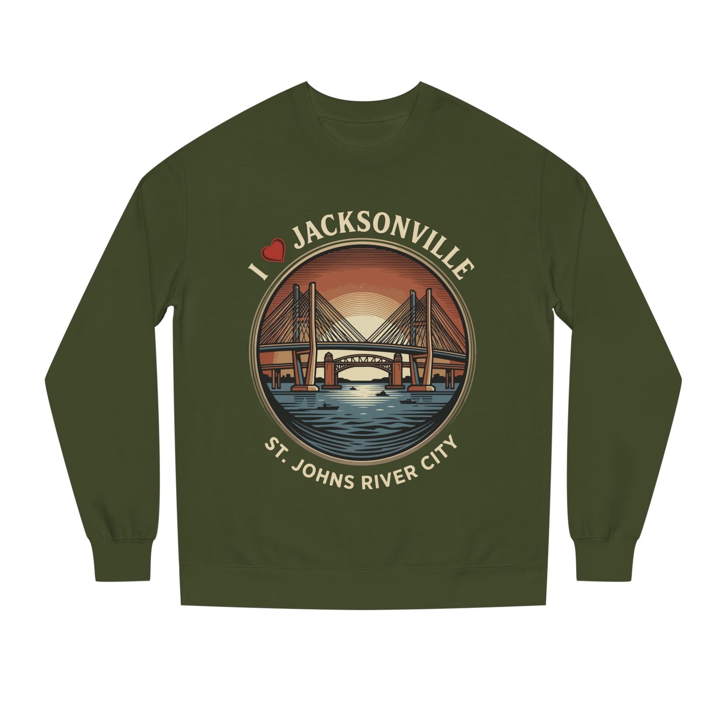 Jacksonville Crewneck Sweatshirt — I  Jacksonville St. Johns River City Graphic