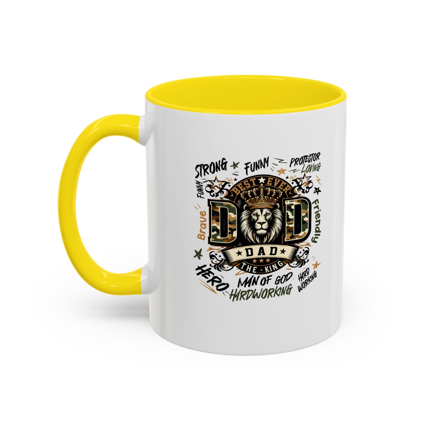 Dad King Lion Coffee Mug — 'Dad: The King' Accent 11/15oz Gift