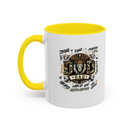 Dad King Lion Coffee Mug — 'Dad: The King' Accent 11/15oz Gift
