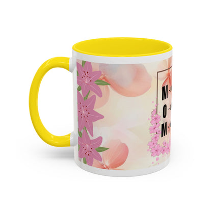Mom Acronym Coffee Mug — "MOM: Magical • One-of-a-Kind • Motivator" Floral Accent