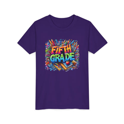 Fifth Grade Kid's Tee - Colorful School Supplies Back to School T-Shirt