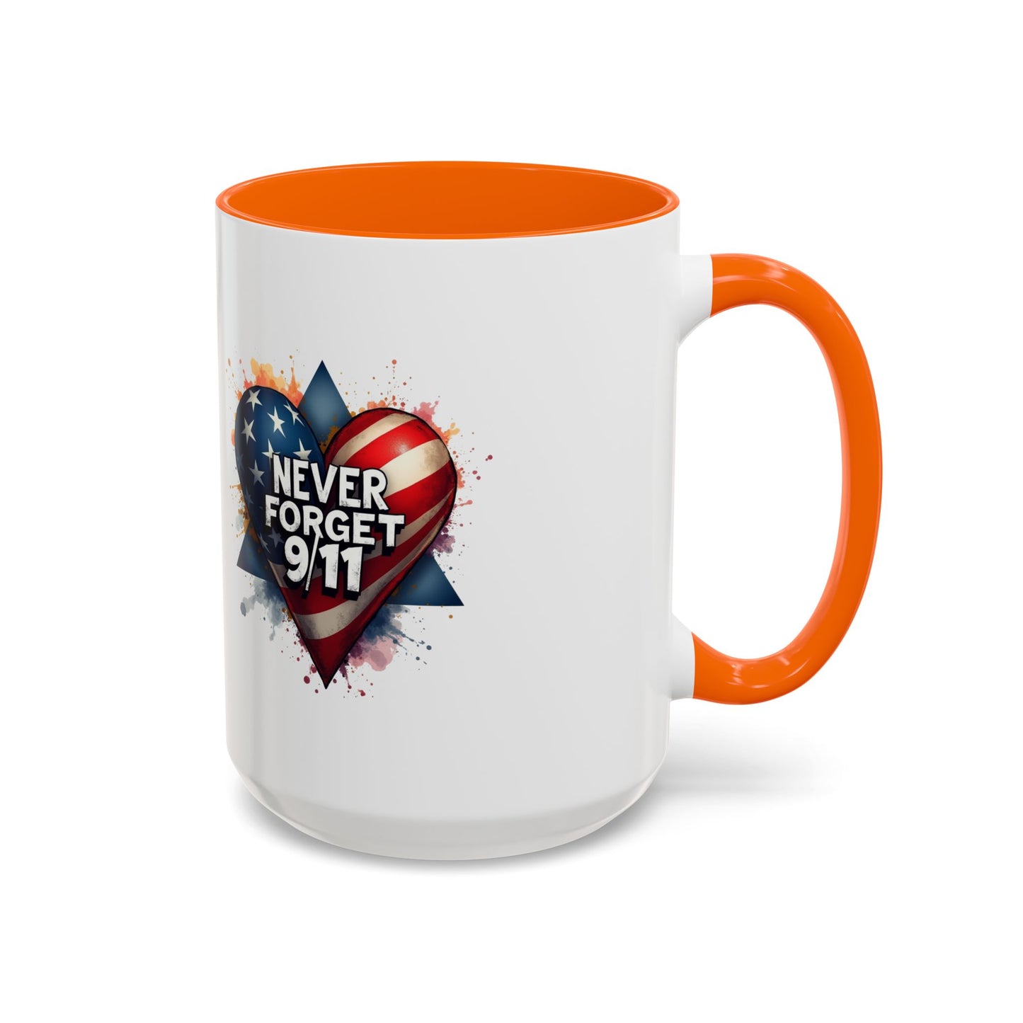 Never Forget 9/11 Heart Accent Coffee Mug – Patriotic Memorial 11/15oz