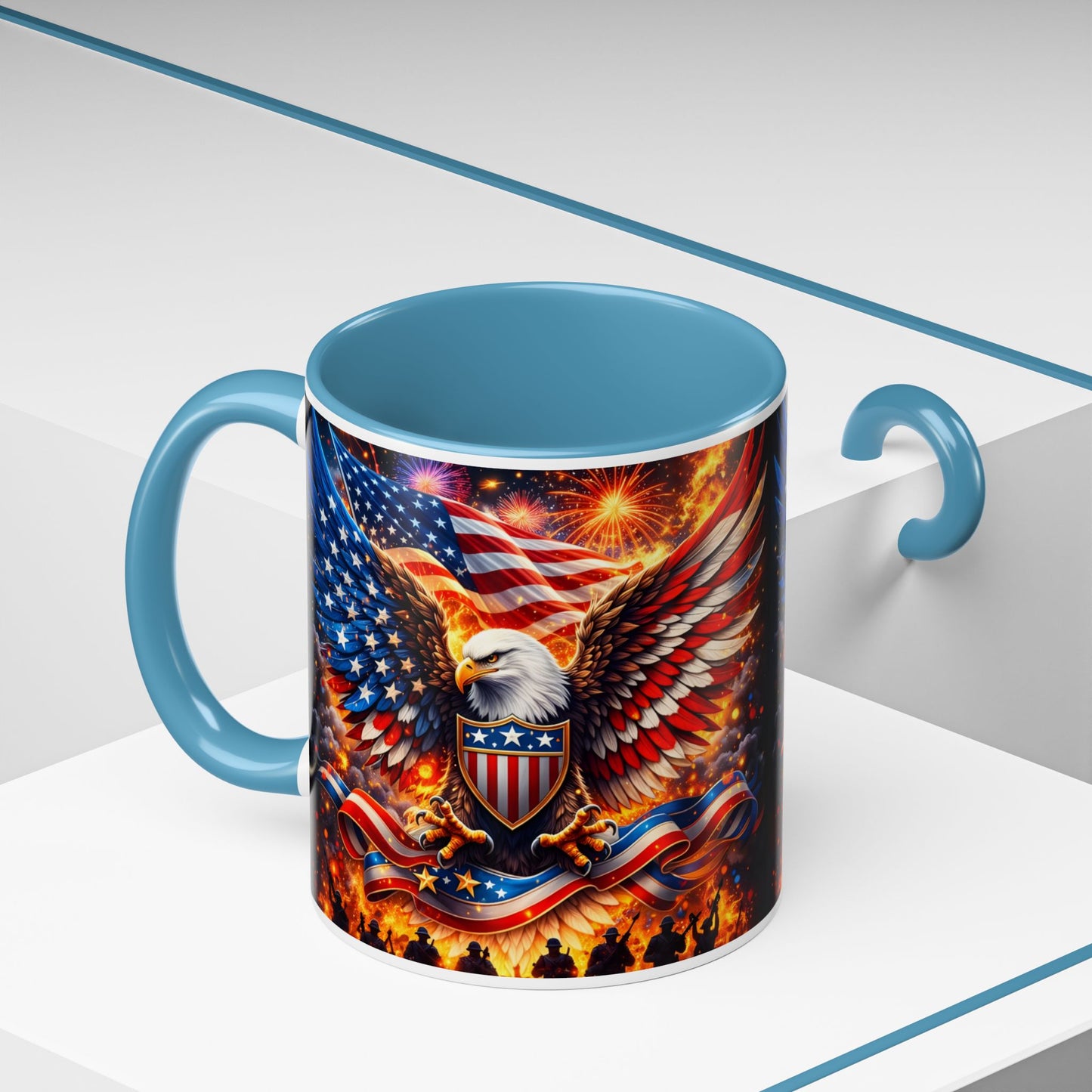 Patriotic Eagle Coffee Mug — American Flag Bald Eagle Accent Mug (11/15oz)