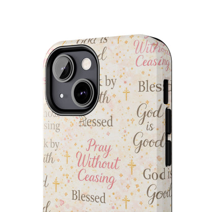 Pray Without Ceasing Phone Case | Christian floral iPhone Case