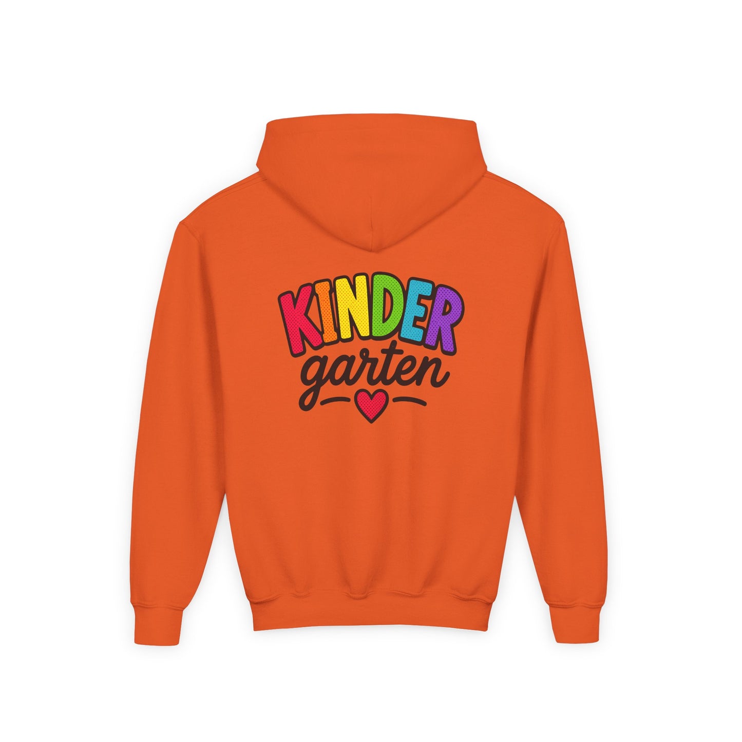 Kindergarten Kids Hoodie — Colorful Heart Graphic Back-to-School Sweatshirt