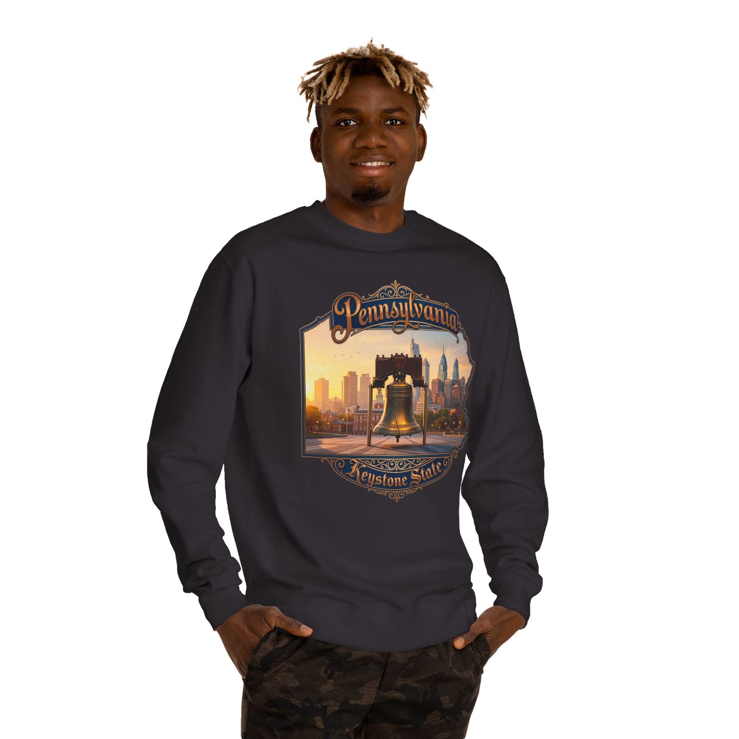Pennsylvania Keystone State Sweatshirt — Liberty Bell & City Skyline Crewneck