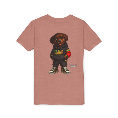 Youth Tee — Cute Puppy 'Black History' Graphic Shirt