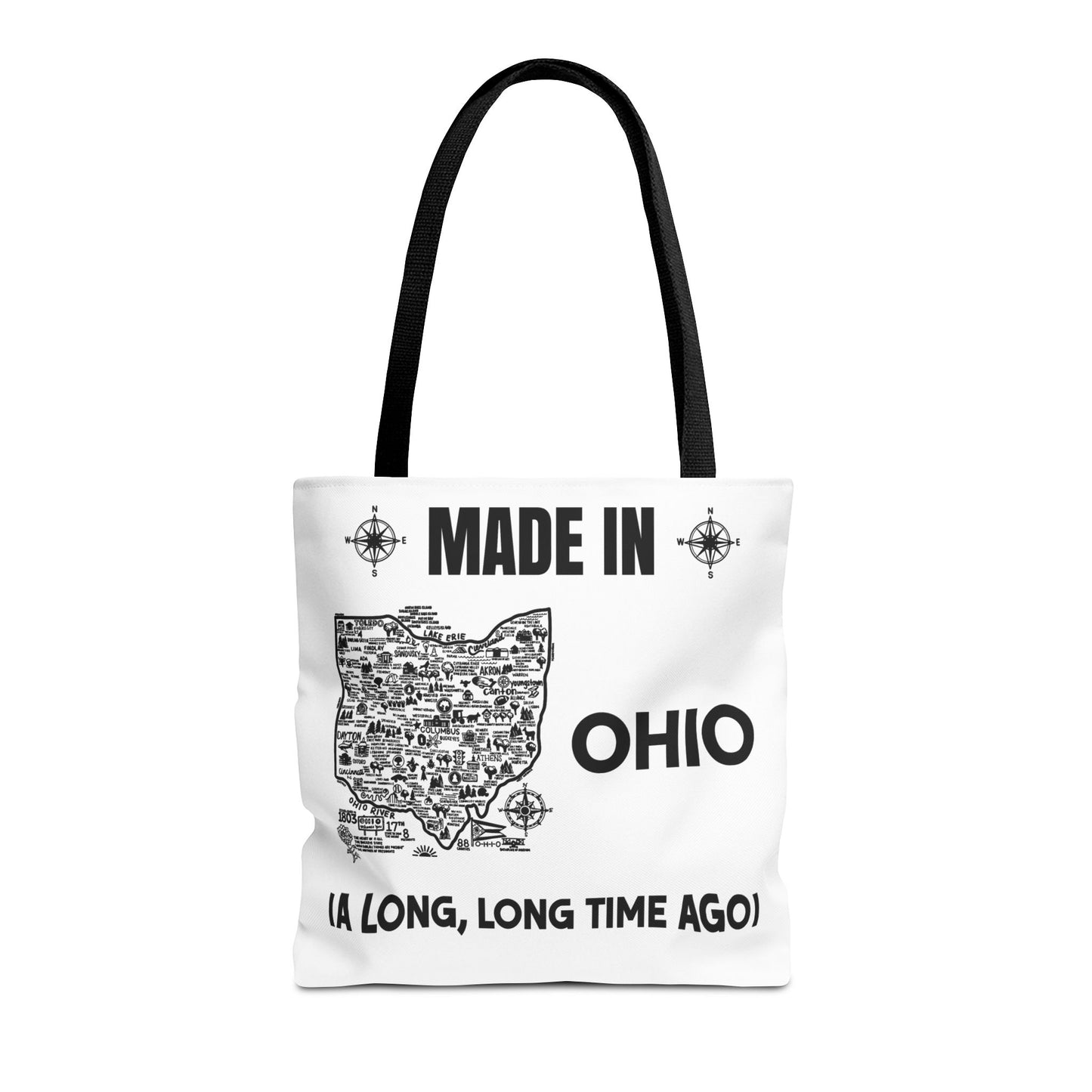 Made in Ohio Tote Bag — Vintage Map Design "A Long, Long Time Ago"