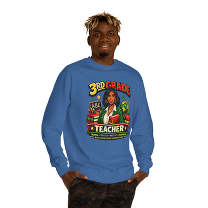 3rd Grade Teacher Sweatshirt – Inspiring Black Excellence Teacher Gift