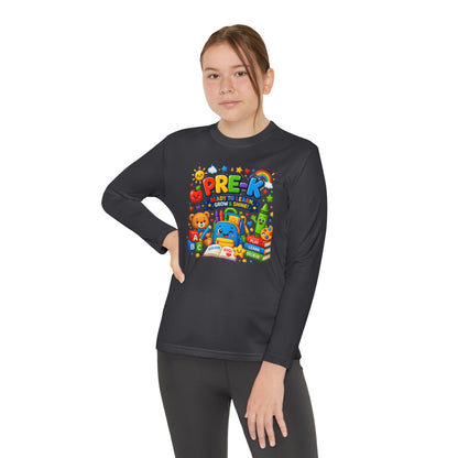 PRE-K Kids Long Sleeve Tee — Back-to-School Preschool Shirt ("Ready to Learn, Grow & Shine")