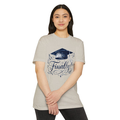 Finally! Graduation T-Shirt — Cap & Script Celebration Tee
