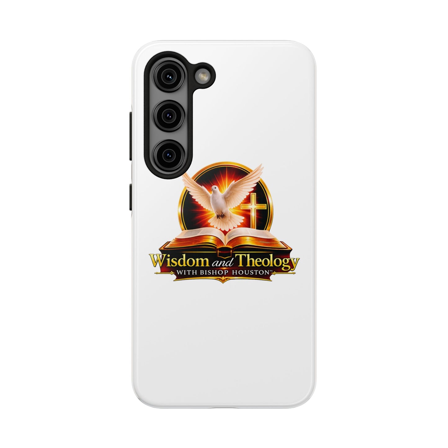 Wisdom and Theology Tough Phone Case — Christian Dove & Cross Design