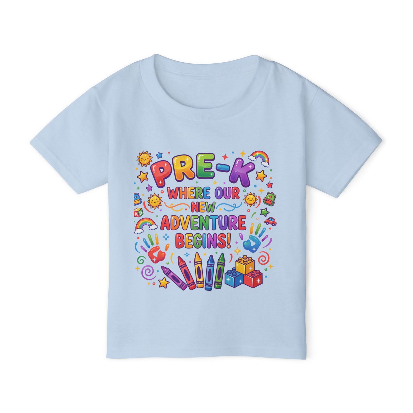 Toddler T‑Shirt — "Pre-K: Where Our New Adventure Begins!" Colorful Back-to-School Tee