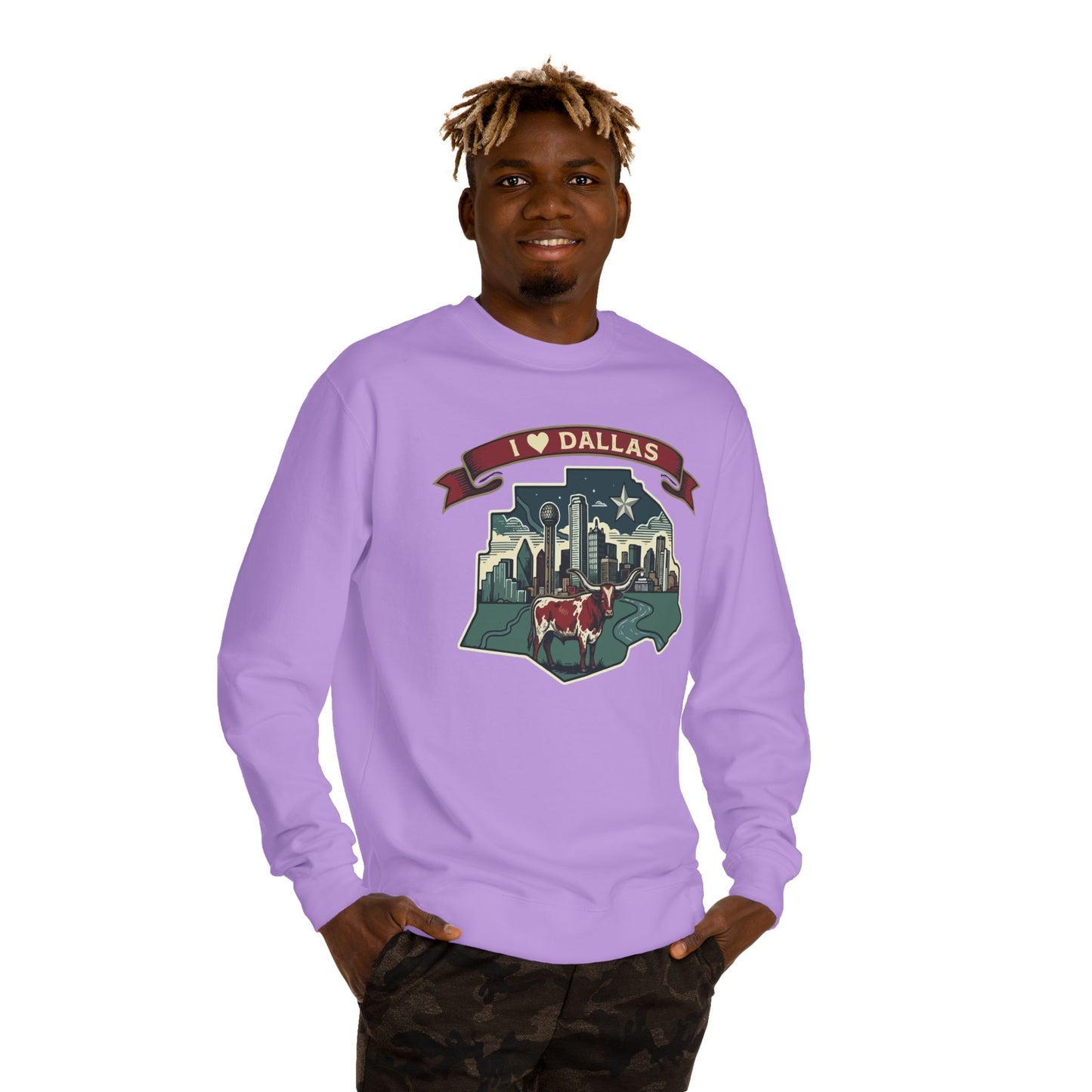 I  Dallas Skyline Sweatshirt — Vintage Texas Cityscape Crewneck